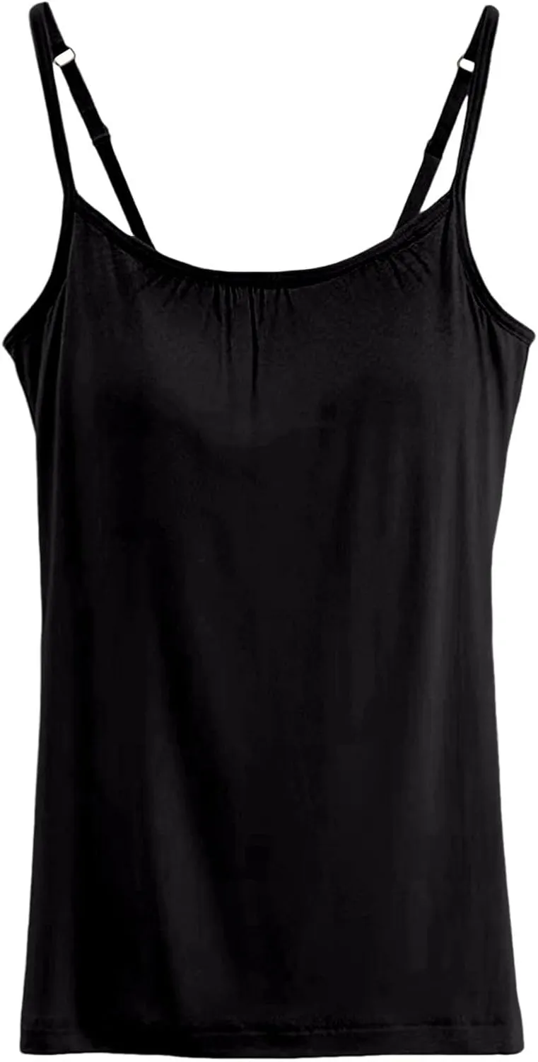Camisole Tops with Built in Bra for Women Summer Modal Casual Running Layering Fitness Workout Outfits Shirts Cami