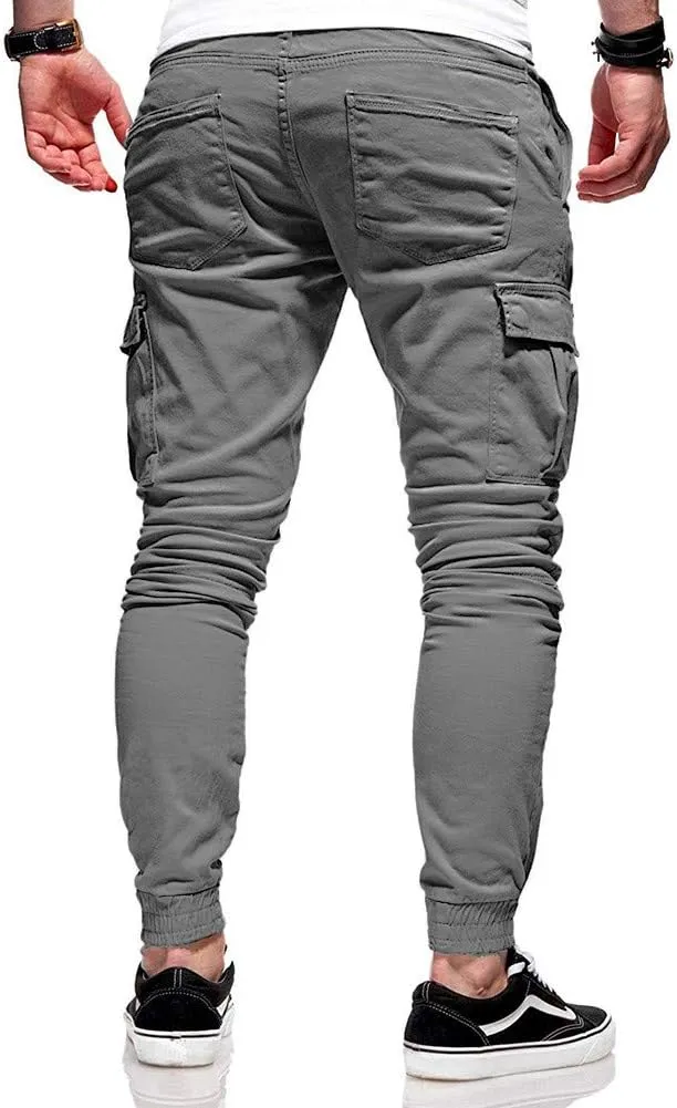 Cargo Pants for Men Big and Tall Sweatpants Cotton Fitted Running Workout Athletic Joggers with Pockets Men's Jogger
