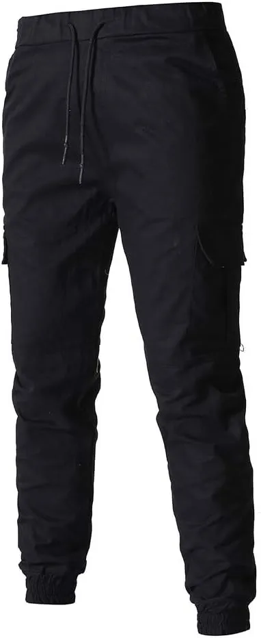 Cargo Pants for Men Big and Tall Sweatpants Cotton Fitted Running Workout Athletic Joggers with Pockets Men's Jogger