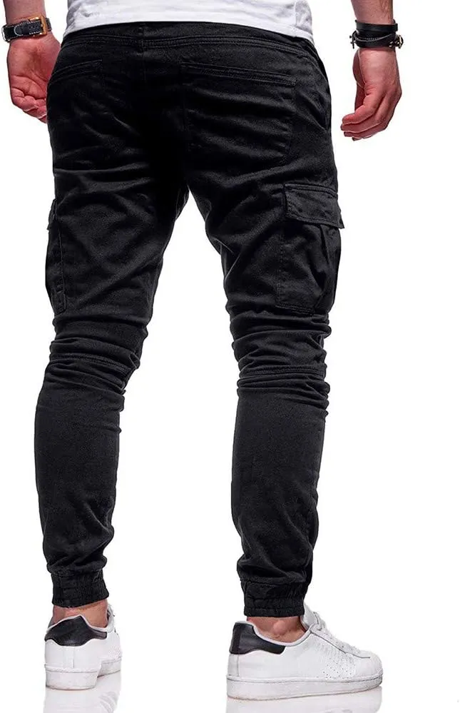 Cargo Pants for Men Big and Tall Sweatpants Cotton Fitted Running Workout Athletic Joggers with Pockets Men's Jogger