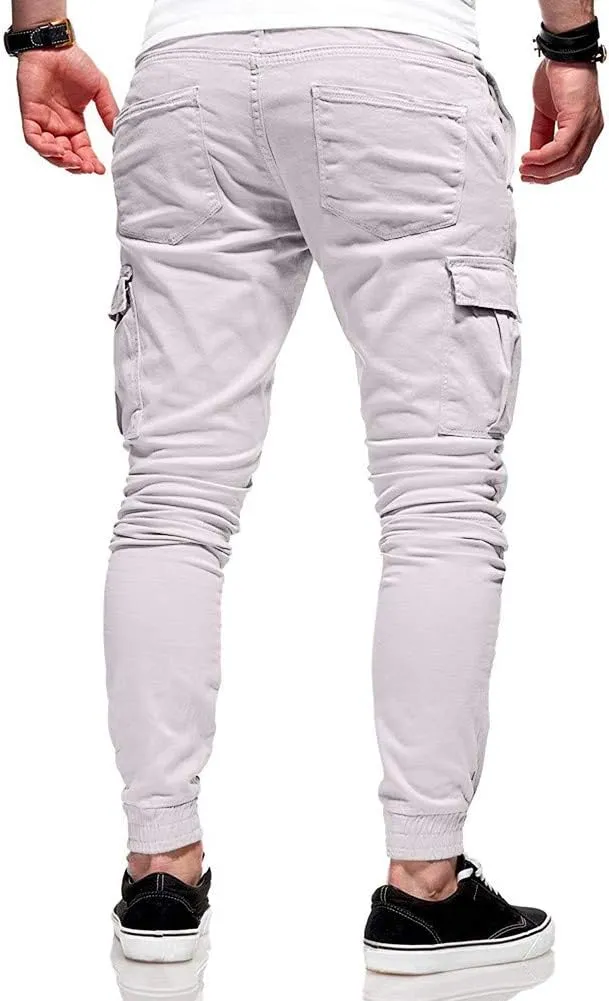 Cargo Pants for Men Big and Tall Sweatpants Cotton Fitted Running Workout Athletic Joggers with Pockets Men's Jogger