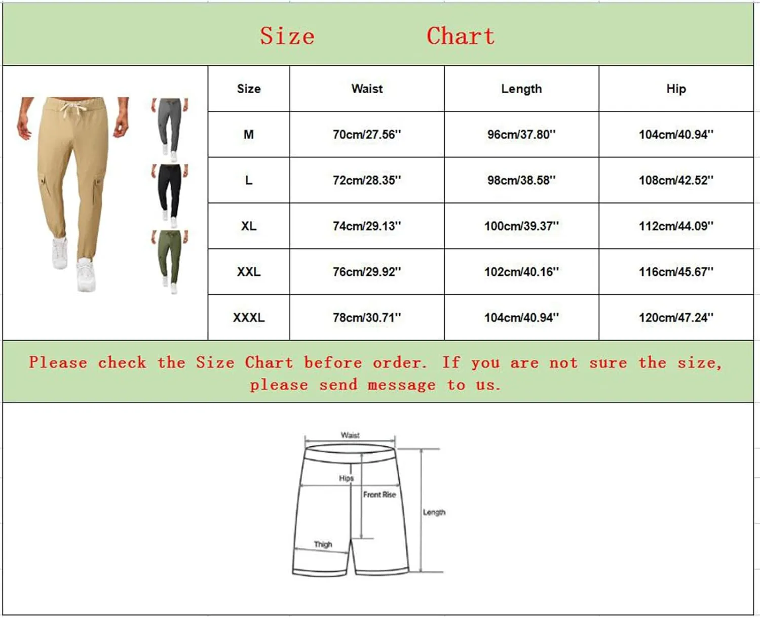 Cargo Pants for Men Men's Solid Elastic Waist Hiking Cargo Pants Athletic Drawtring Jogger Sweatpant with Multi-Pocket