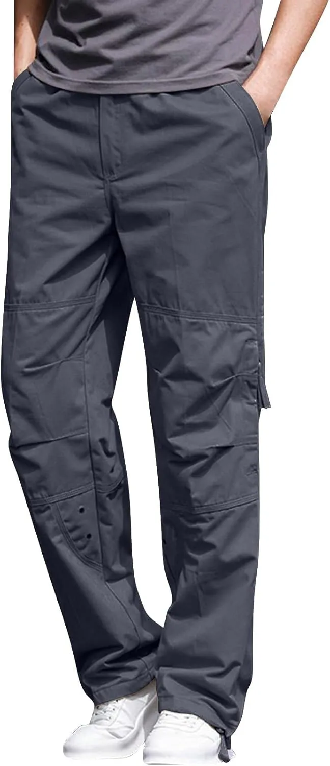Casual Hiking Pants for Men Stretch Relaxed Fit Cotton Ripstop Tactical Pants Outdoor Work Long Trousers with Pockets