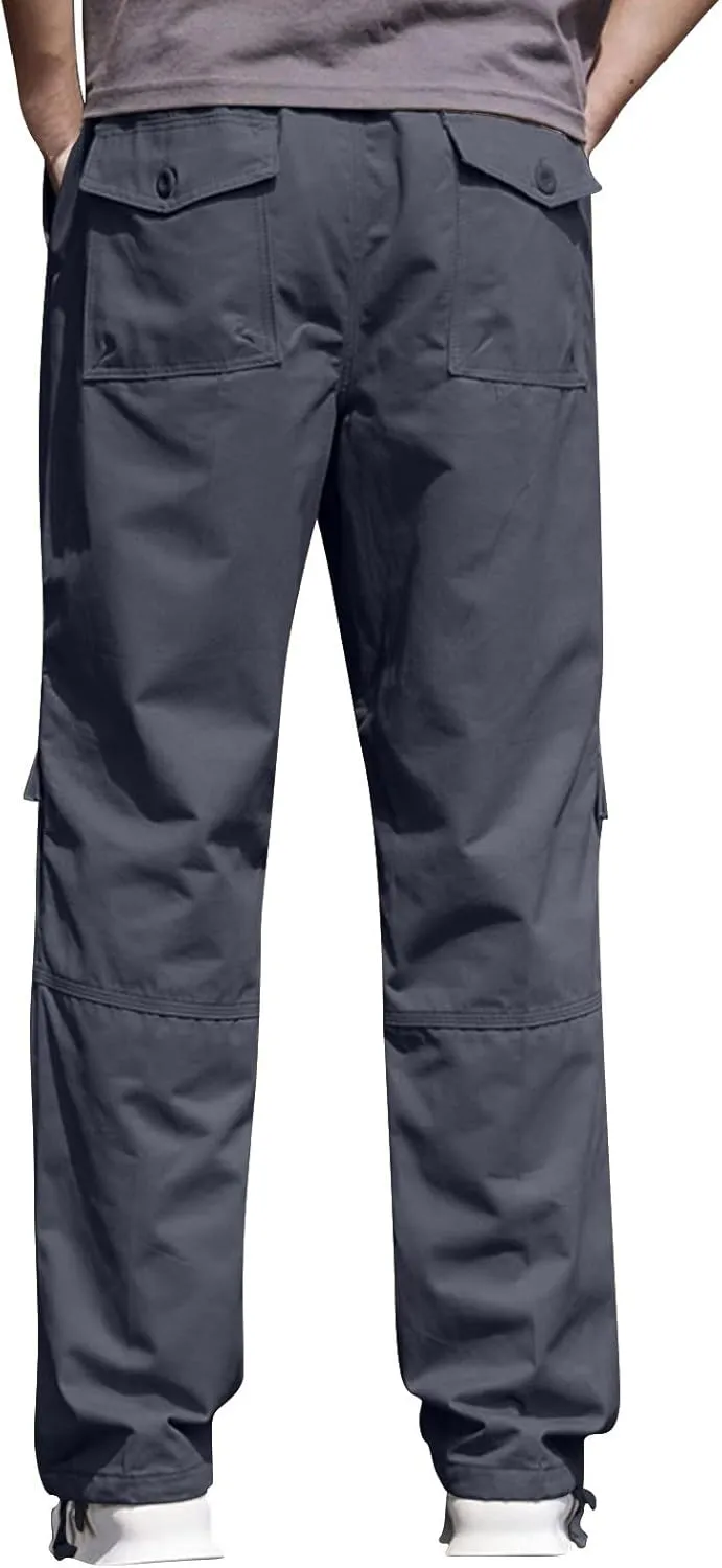 Casual Hiking Pants for Men Stretch Relaxed Fit Cotton Ripstop Tactical Pants Outdoor Work Long Trousers with Pockets