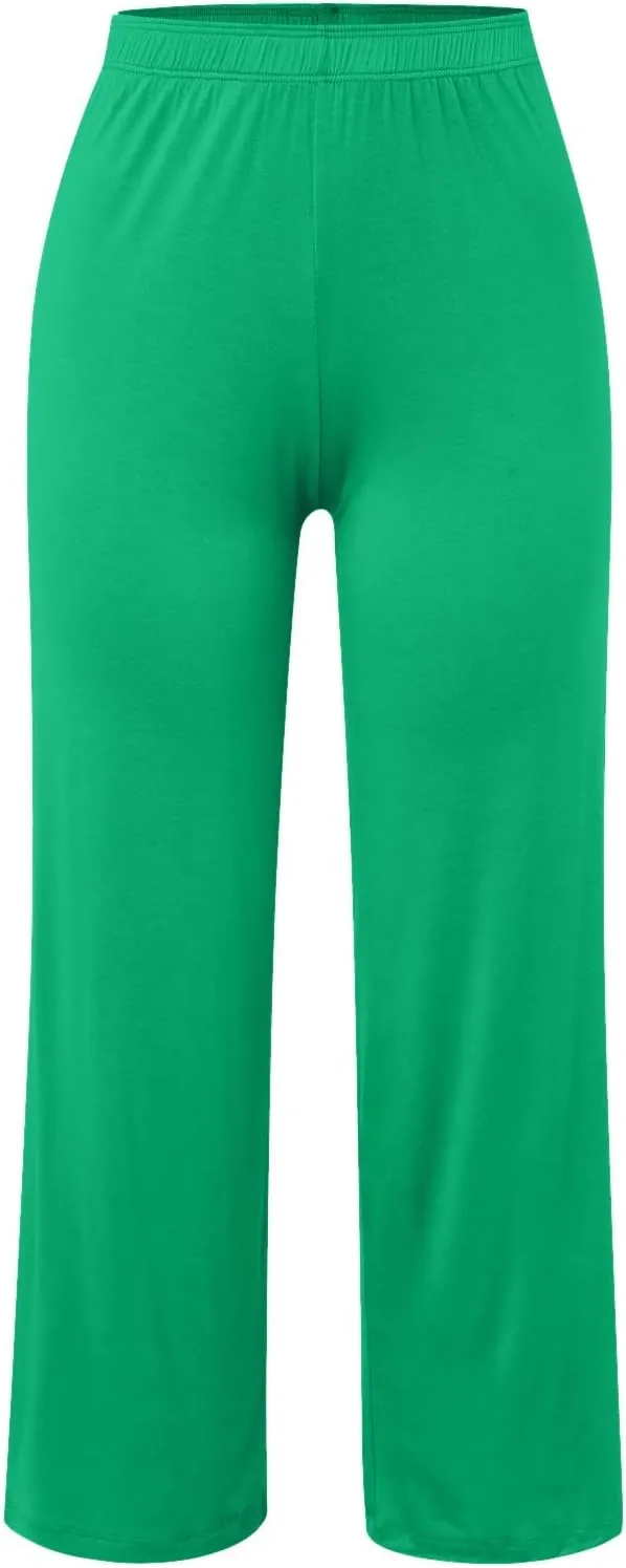 Casual Loose Yoga Pants for Women Wide Straight Leg Elastic Waist Flowy Lounge Trousers Solid Color Daily Business Work Pants