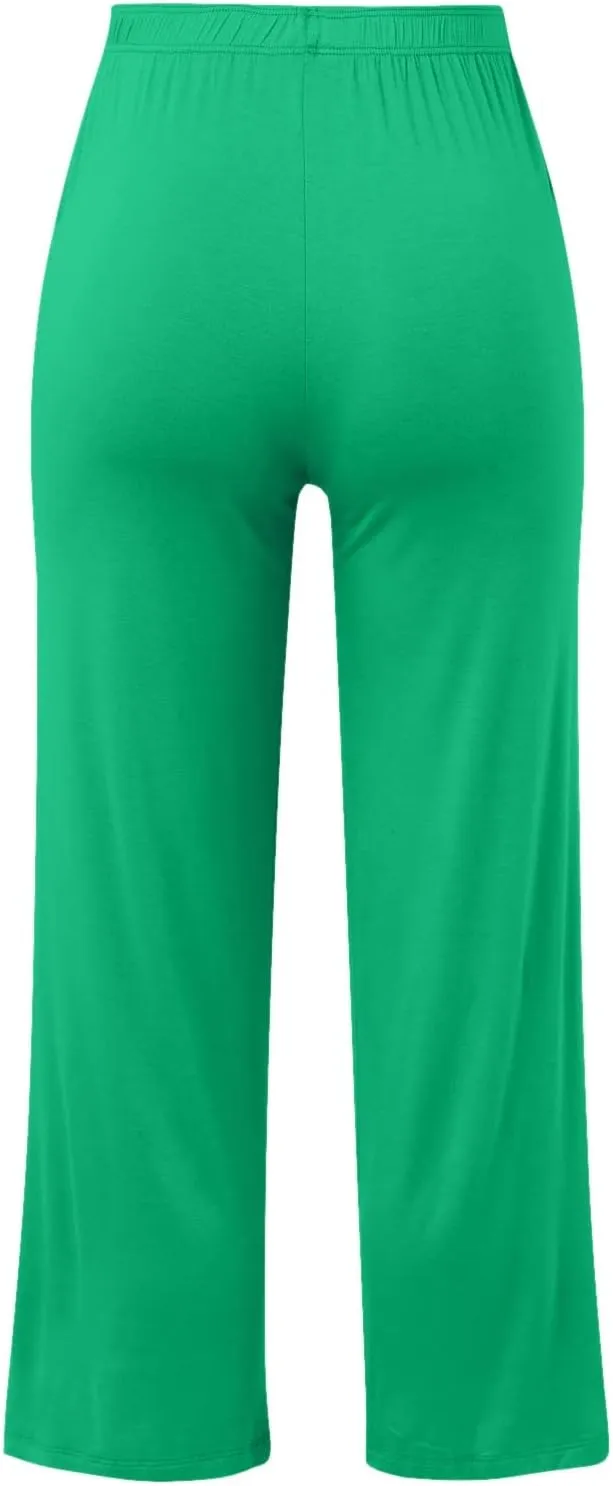 Casual Loose Yoga Pants for Women Wide Straight Leg Elastic Waist Flowy Lounge Trousers Solid Color Daily Business Work Pants