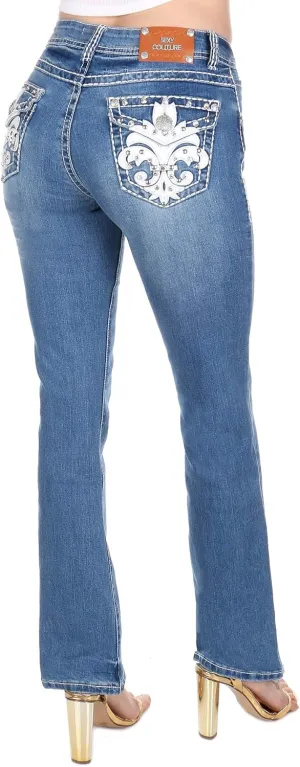 Clash/Jack David/Sexy Couture Women's Bootcut/Skinny Denim Jeans Stretch Blue