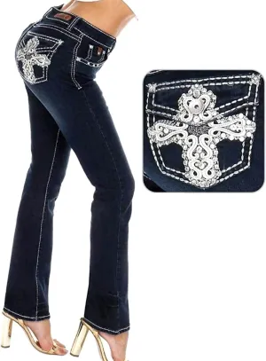 Clash/Jack David/Sexy Couture Women's Bootcut/Skinny Denim Jeans Stretch Blue