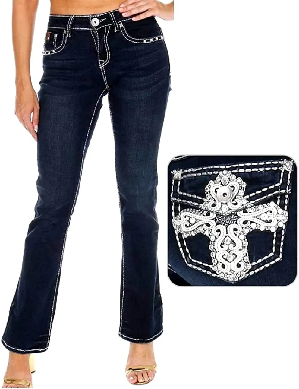Clash/Jack David/Sexy Couture Women's Bootcut/Skinny Denim Jeans Stretch Blue