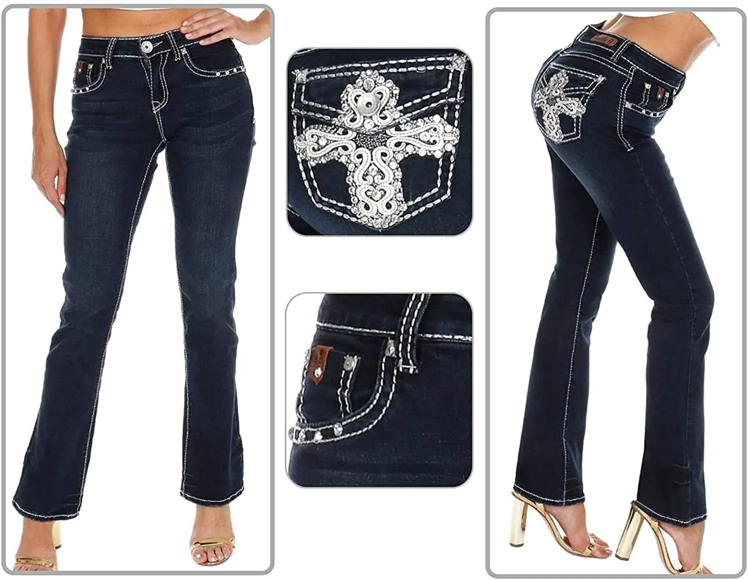 Clash/Jack David/Sexy Couture Women's Bootcut/Skinny Denim Jeans Stretch Blue