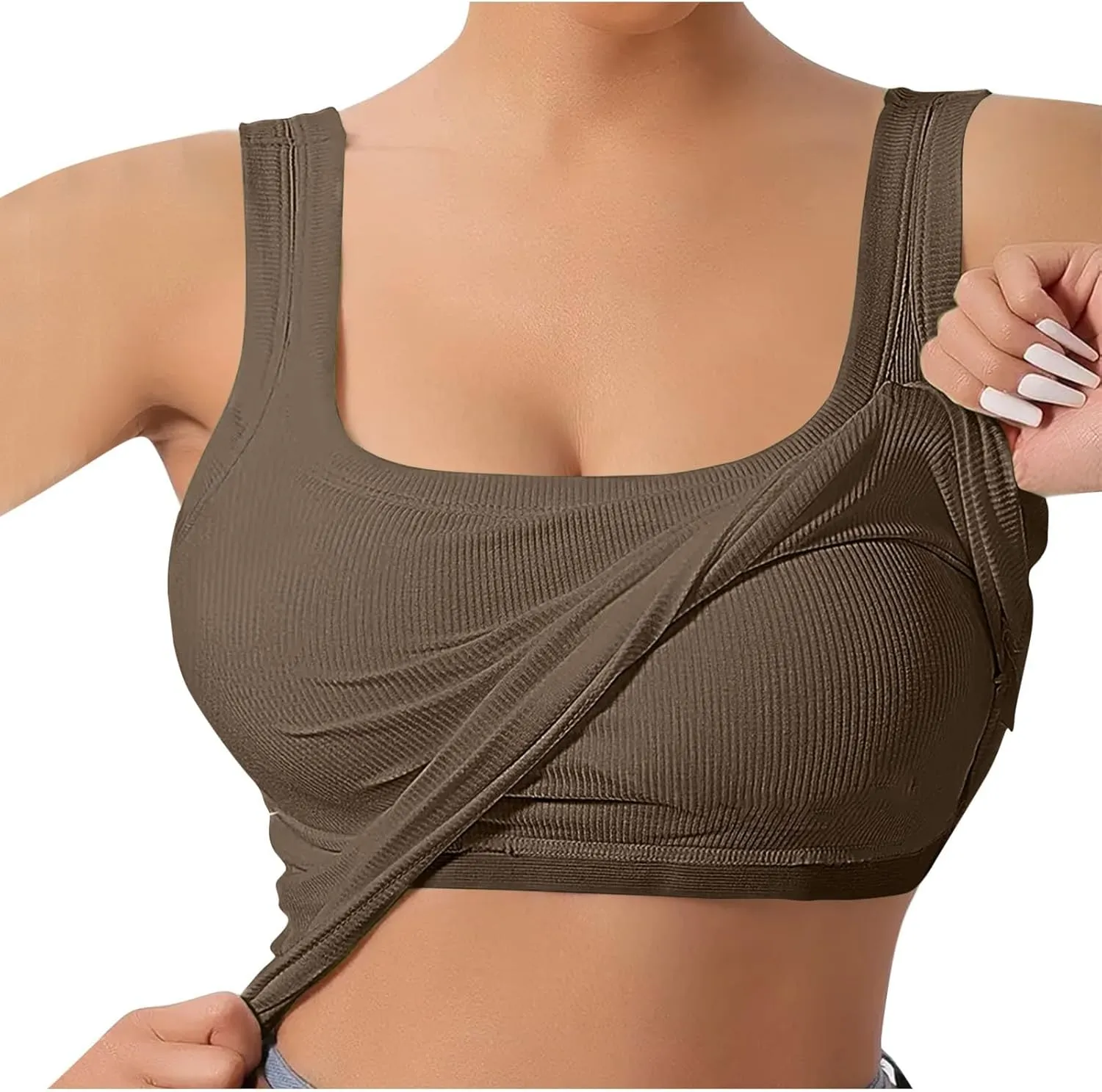 Cotton Shelf Bra Camisole Tops for Women Comfy Y2K Rib Vest Spring Summer Layering Tank Summer Outfits Cami Shirt