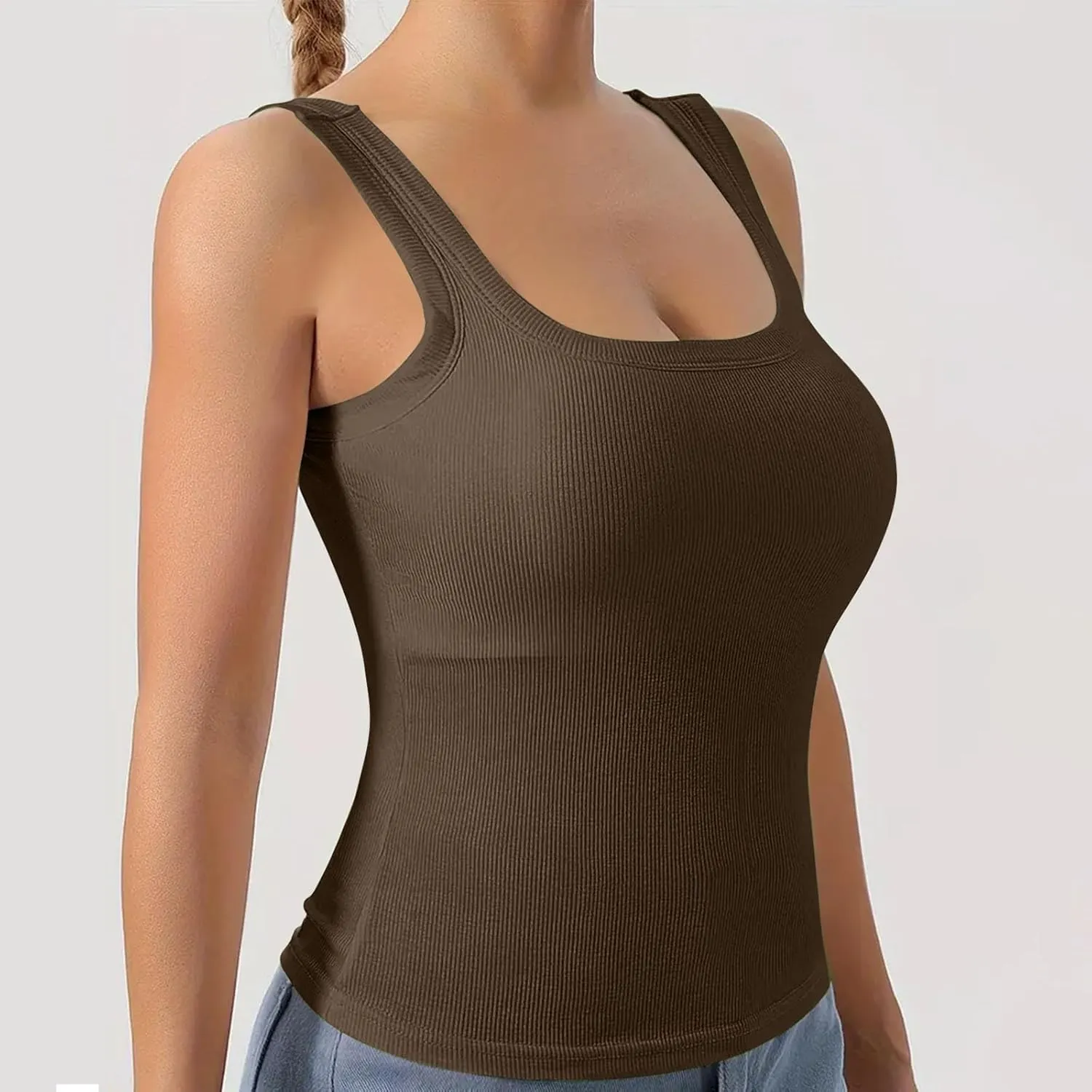 Cotton Shelf Bra Camisole Tops for Women Comfy Y2K Rib Vest Spring Summer Layering Tank Summer Outfits Cami Shirt