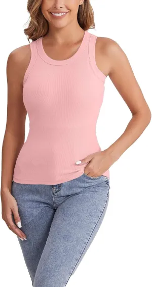 Cotton Shelf Bra Camisole Tops for Women Comfy Y2K Rib Vest Spring Summer Layering Tank Summer Outfits Cami Shirt