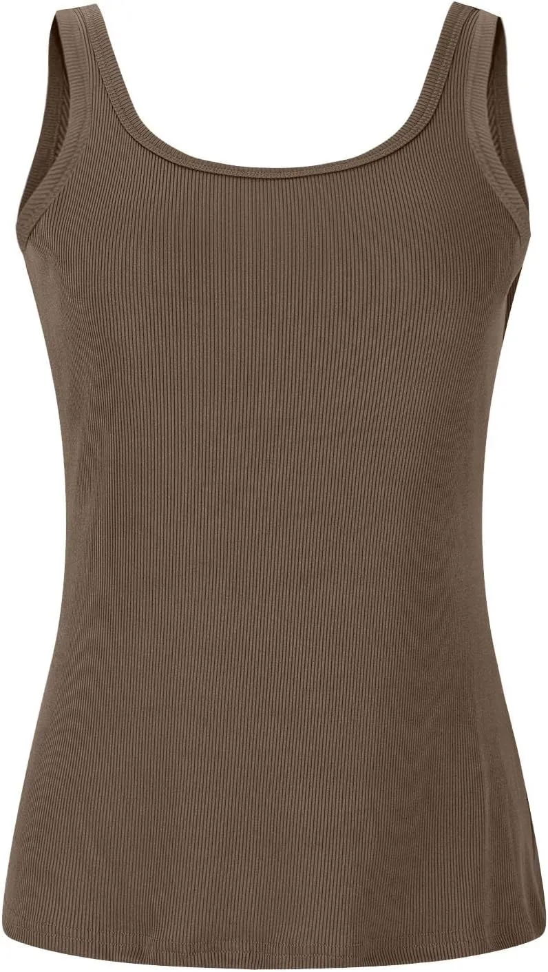 Cotton Shelf Bra Camisole Tops for Women Comfy Y2K Rib Vest Spring Summer Layering Tank Summer Outfits Cami Shirt