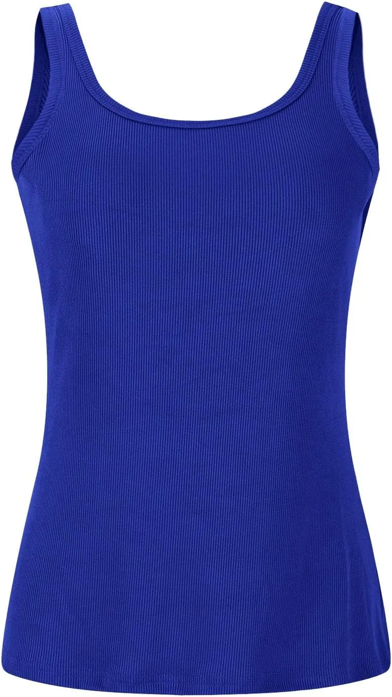 Cotton Shelf Bra Camisole Tops for Women Round Neck Comfy Y2K Vest Summer Layering Tank Summer Outfits Cami Shirt