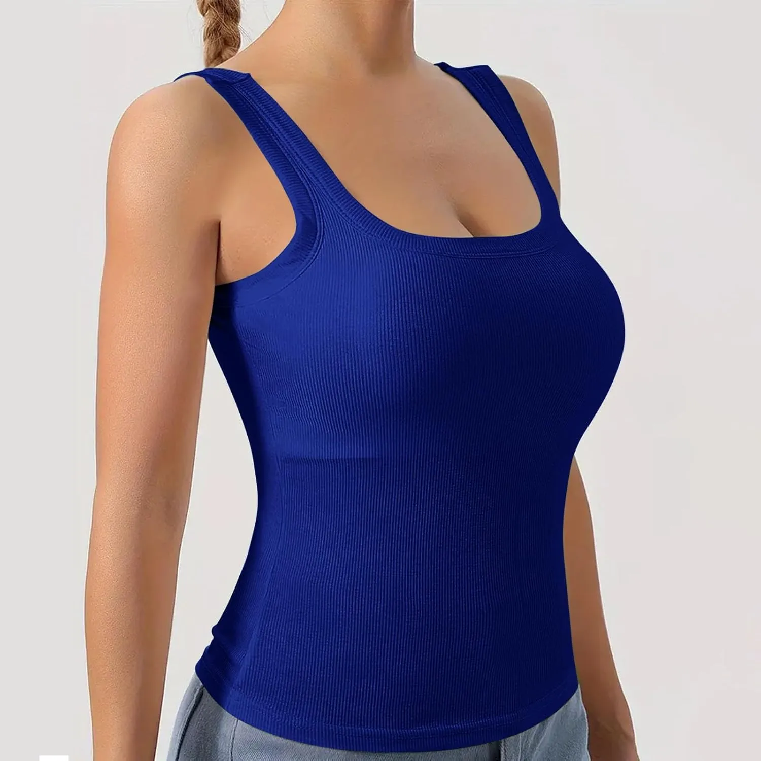 Cotton Shelf Bra Camisole Tops for Women Round Neck Comfy Y2K Vest Summer Layering Tank Summer Outfits Cami Shirt