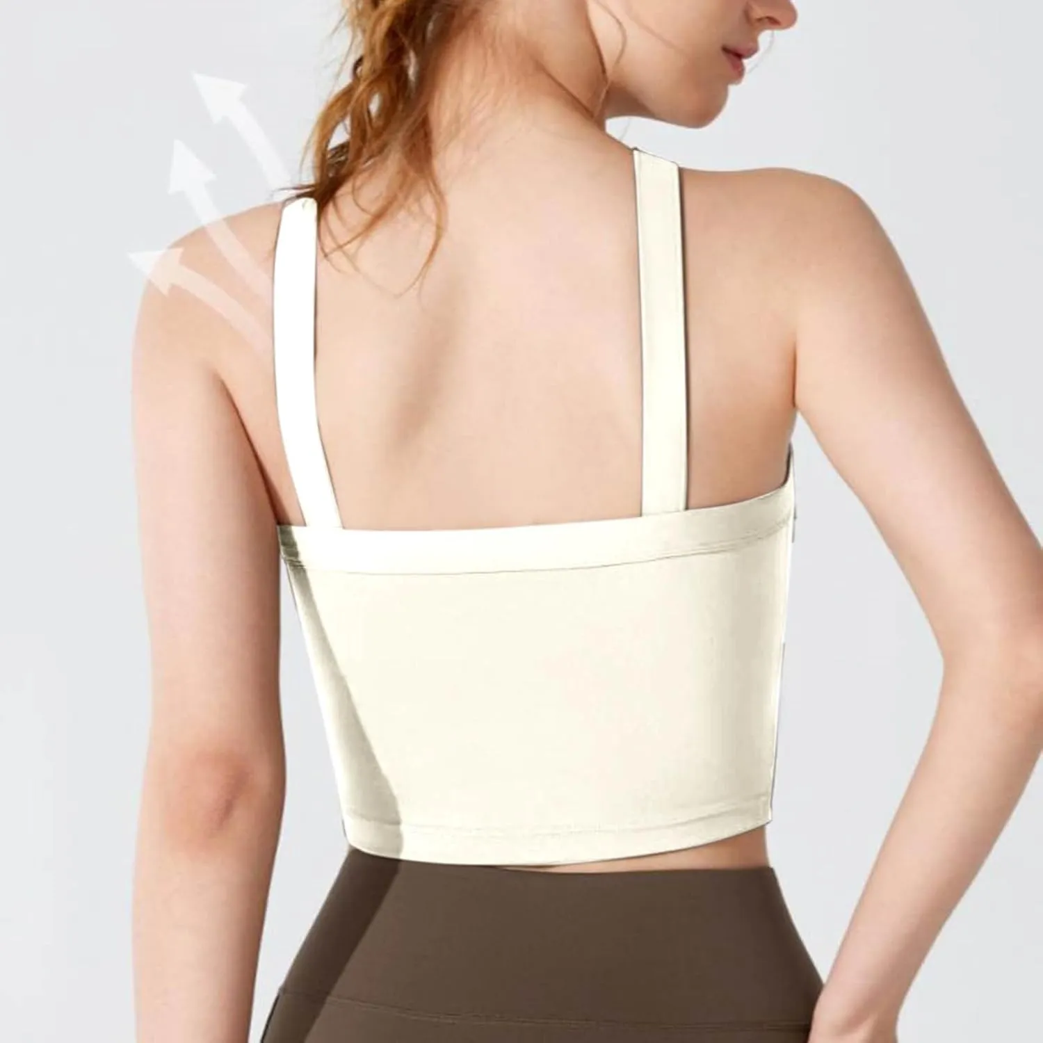 Criss Cross Halter Neck Crop Camisole for Women Summer Built in Shelf Bras Padded Cami Bras Casual Slim Fit Yoga Tees