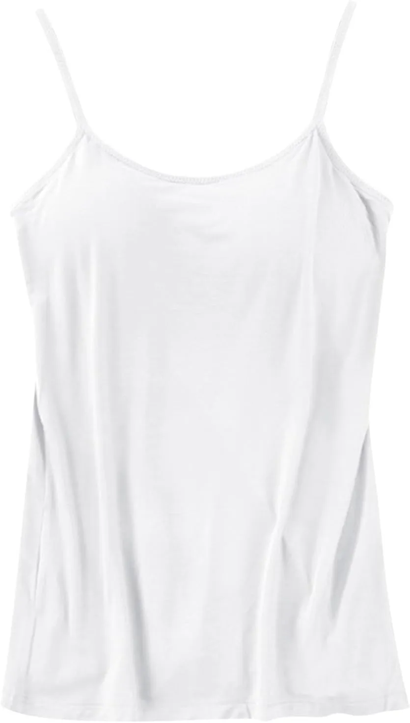 Cropped Camisole for Women Built in Bra Cotton Shelf Bra Crop Cami Adjustable Spaghetti Strap Tank Top 2025