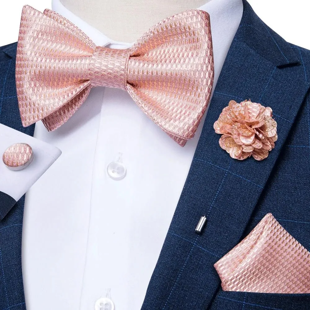 CSCDD Adjustable Self Tie Bow Ties Silk Woven Solid Classic Wedding Party Bowknot