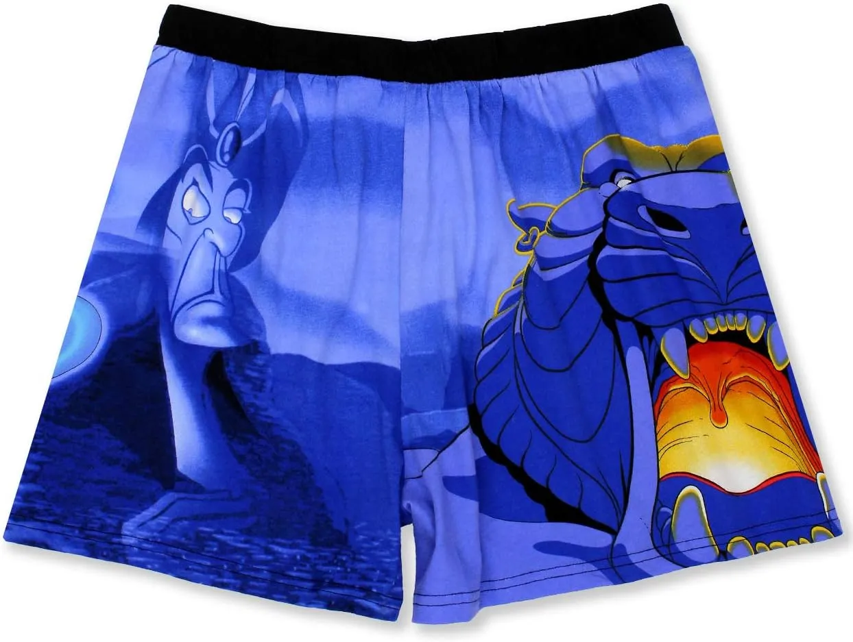 Disney Aladdin Genie Jafar Mens Briefly Stated Boxer Lounge Shorts