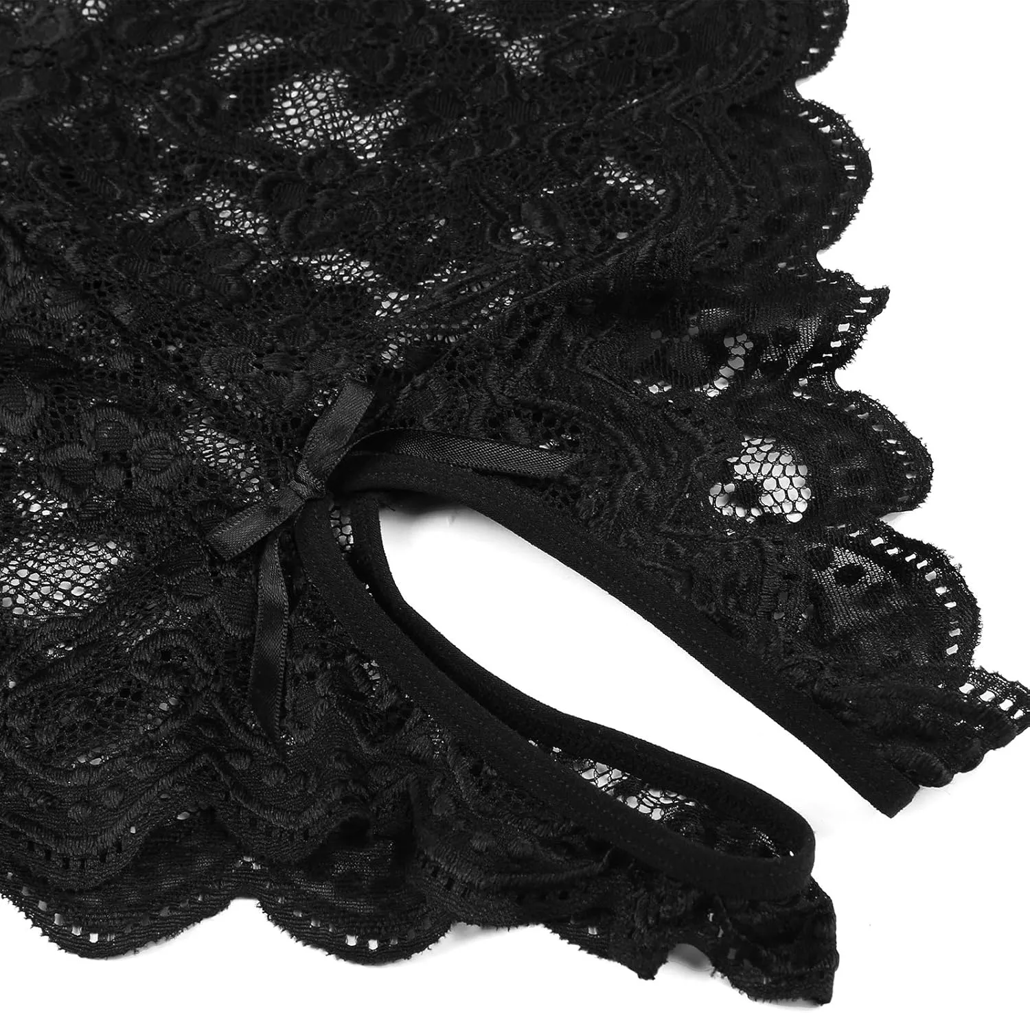 Donnalla Women's One Piece Teddy Plunging Lace Bodysuit Elegant Honeymoon Lingerie