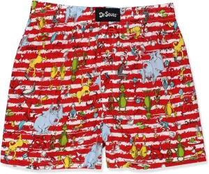 Dr. Seuss Men's Button Fly Boxer Lounge Shorts