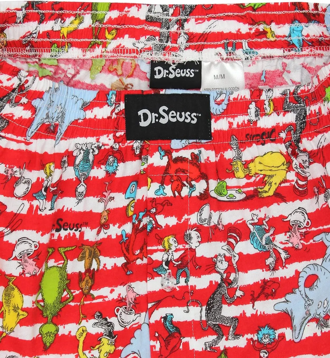 Dr. Seuss Men's Button Fly Boxer Lounge Shorts