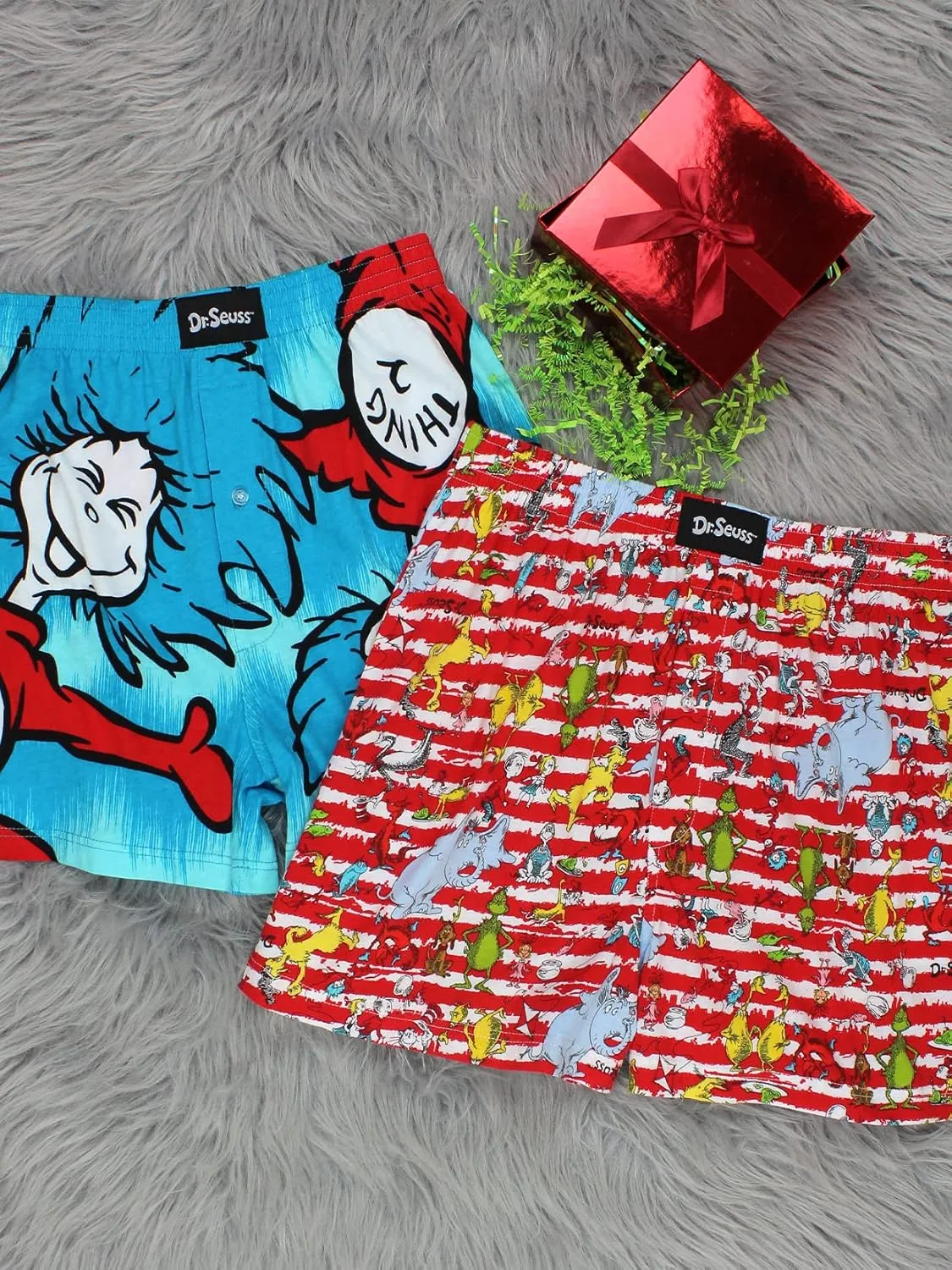 Dr. Seuss Men's Button Fly Boxer Lounge Shorts
