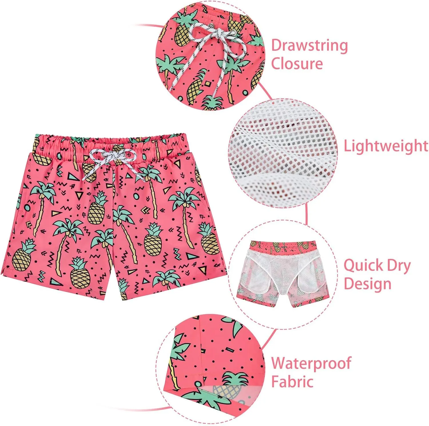 Durio Boys' Swim Trunks - Quick Dry Board Shorts with Stretchy Fabric