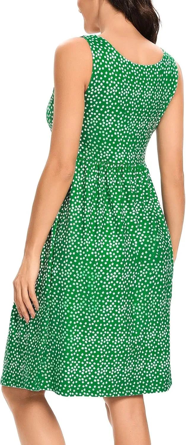 Ecavus Womens Maternity Tank Dress Stripe Color Block Sleeveless Knee Length for Baby Shower