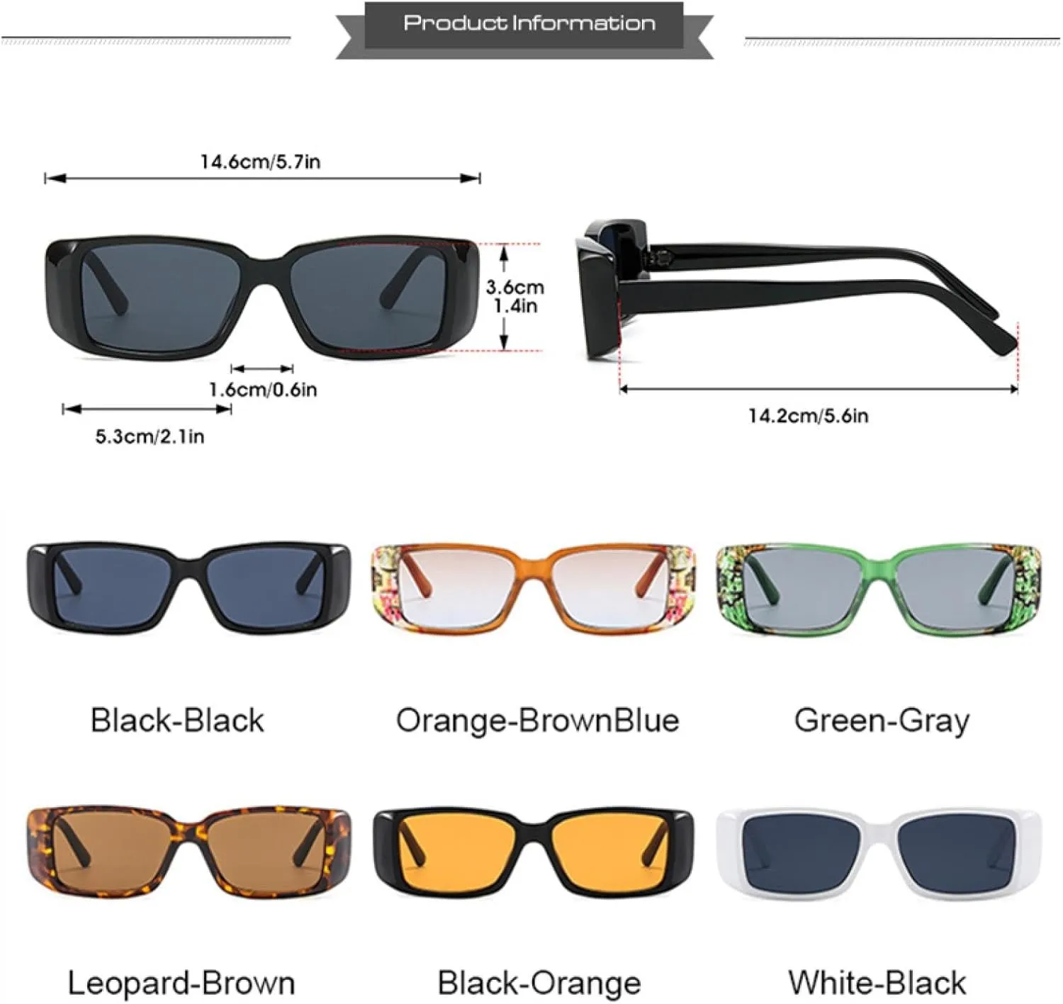 Elegant Sunglasses for Women Fashion Punk Rectangle Uv400