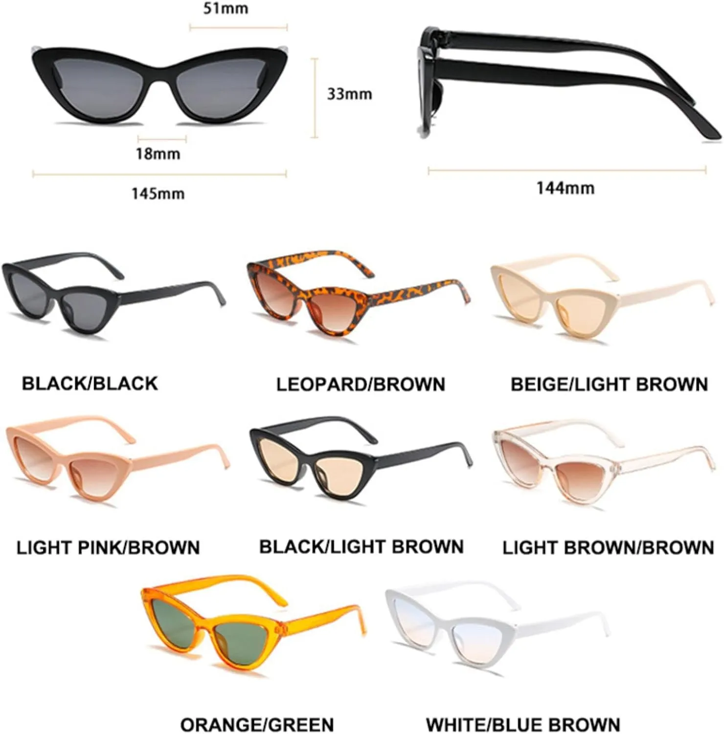 Fashion Cat Eye Sunglasses for Women Vintage Elegant Eyeglasses Retro