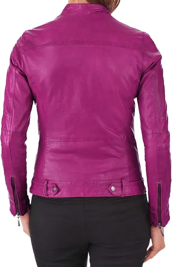 Faux Leather Jacket for Women, Vegan Jackets Motocycle Coat Moto Biker Outwear Coat Zip Up Fitted Slim Coat