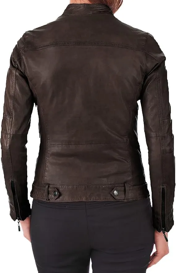 Faux Leather Jacket for Women, Vegan Jackets Motocycle Coat Moto Biker Outwear Coat Zip Up Fitted Slim Coat