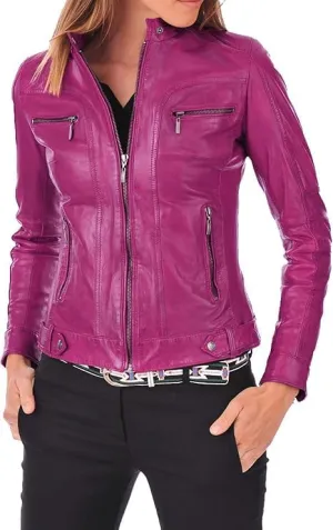 Faux Leather Jacket for Women, Vegan Jackets Motocycle Coat Moto Biker Outwear Coat Zip Up Fitted Slim Coat