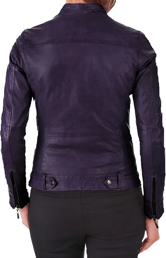 Faux Leather Jacket for Women, Vegan Jackets Motocycle Coat Moto Biker Outwear Coat Zip Up Fitted Slim Coat