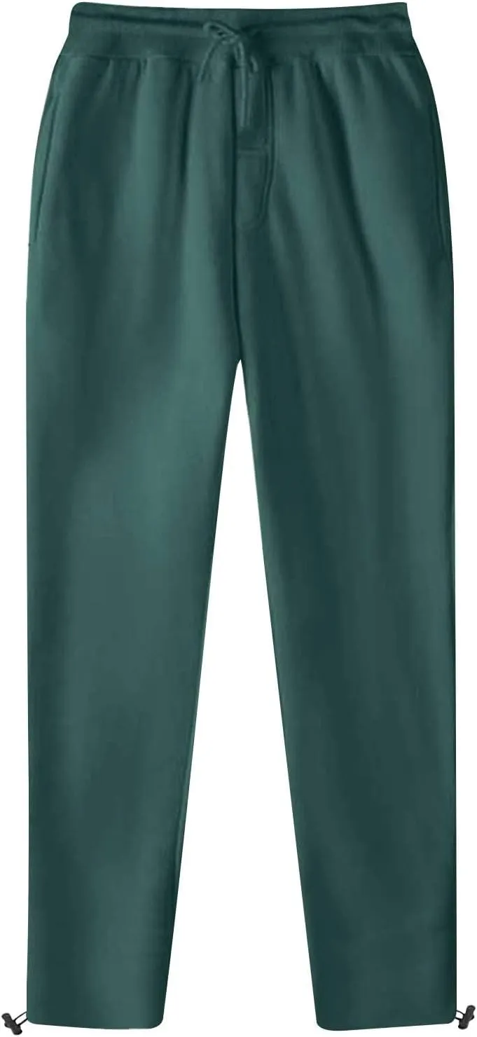 Fleece Lined Sweatpants Men Loose Fit Jogger Pull On Elastic Waist Drawstring Athletic Pants with Pockets