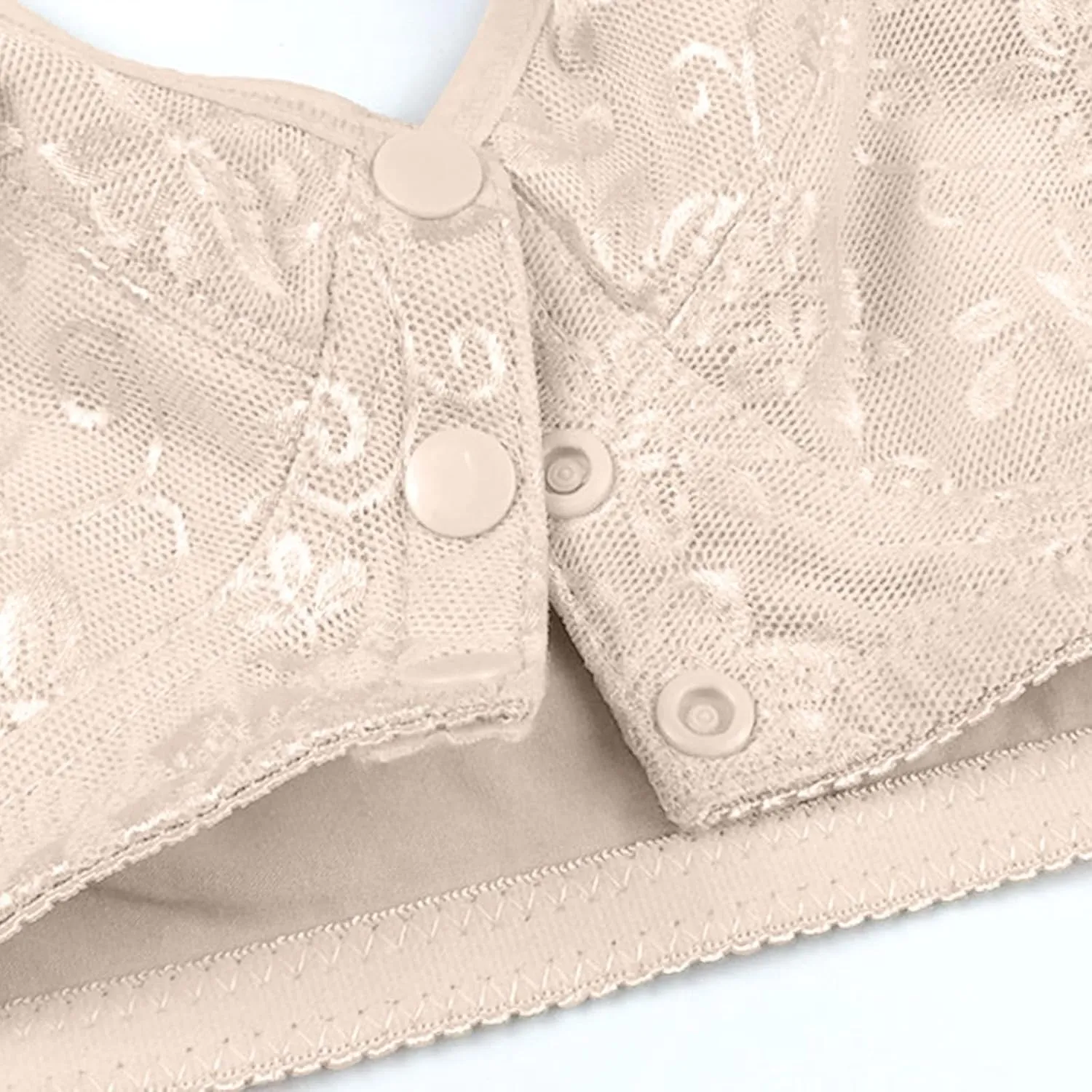 Front Clasp Bras for Women On Underwire, Floral Lace Full Coverage Push Up Bra, Light Lined Comfort Seamless Bralette