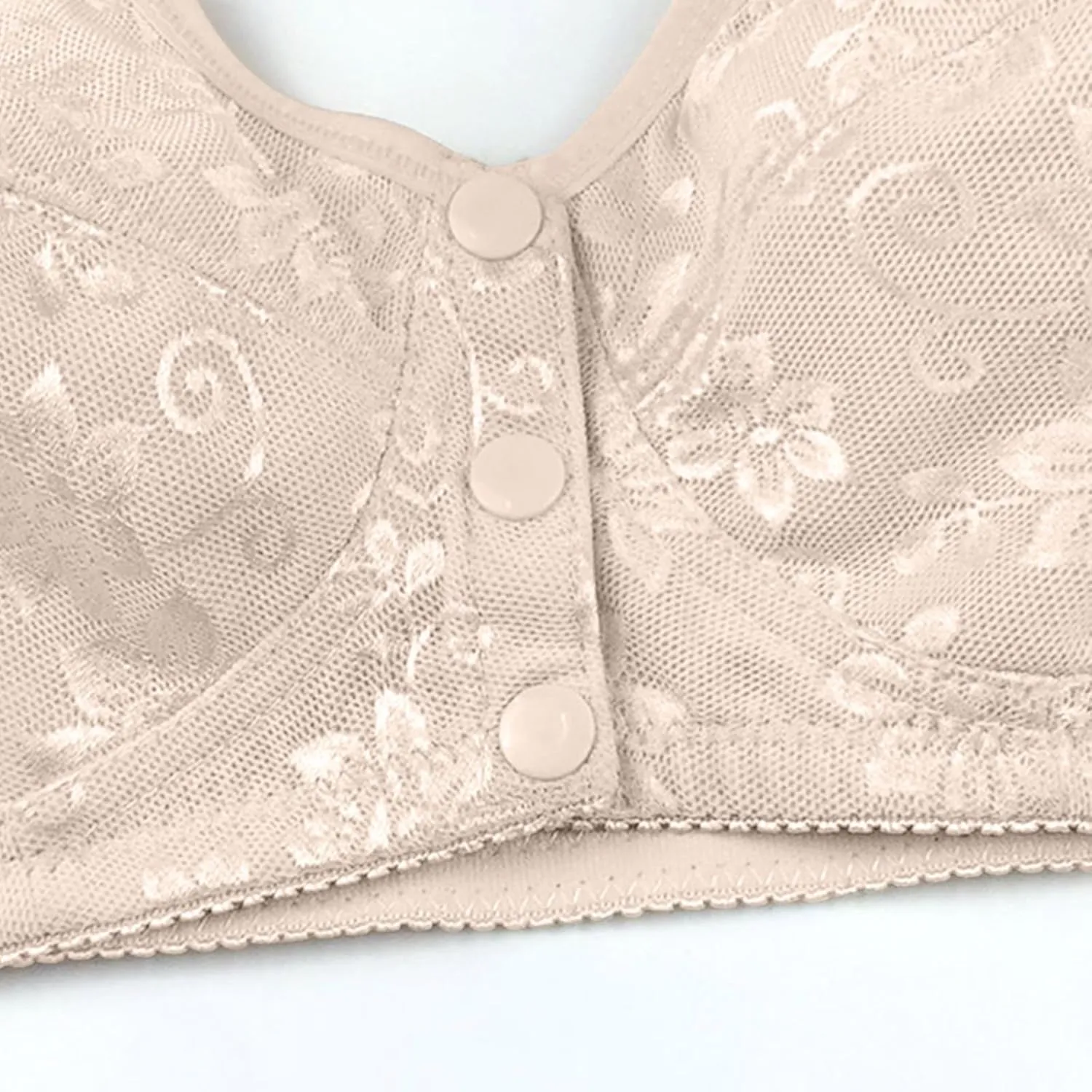 Front Clasp Bras for Women On Underwire, Floral Lace Full Coverage Push Up Bra, Light Lined Comfort Seamless Bralette