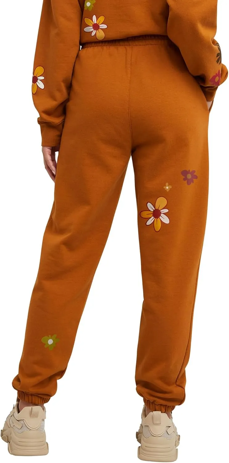 Hanes Women's Midweight Fleece Jogger Sweatpants with Pockets, Plus, Floral, 30