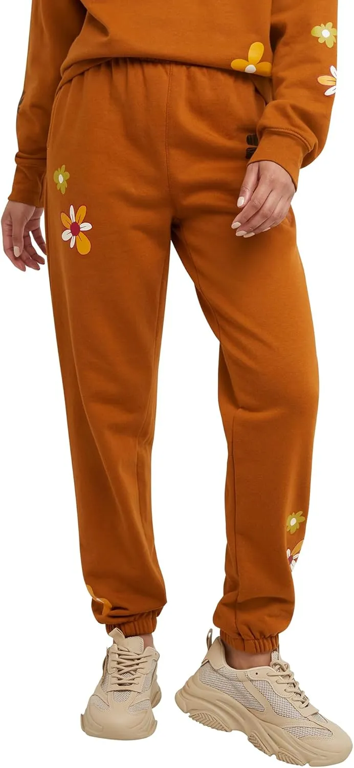 Hanes Women's Midweight Fleece Jogger Sweatpants with Pockets, Plus, Floral, 30