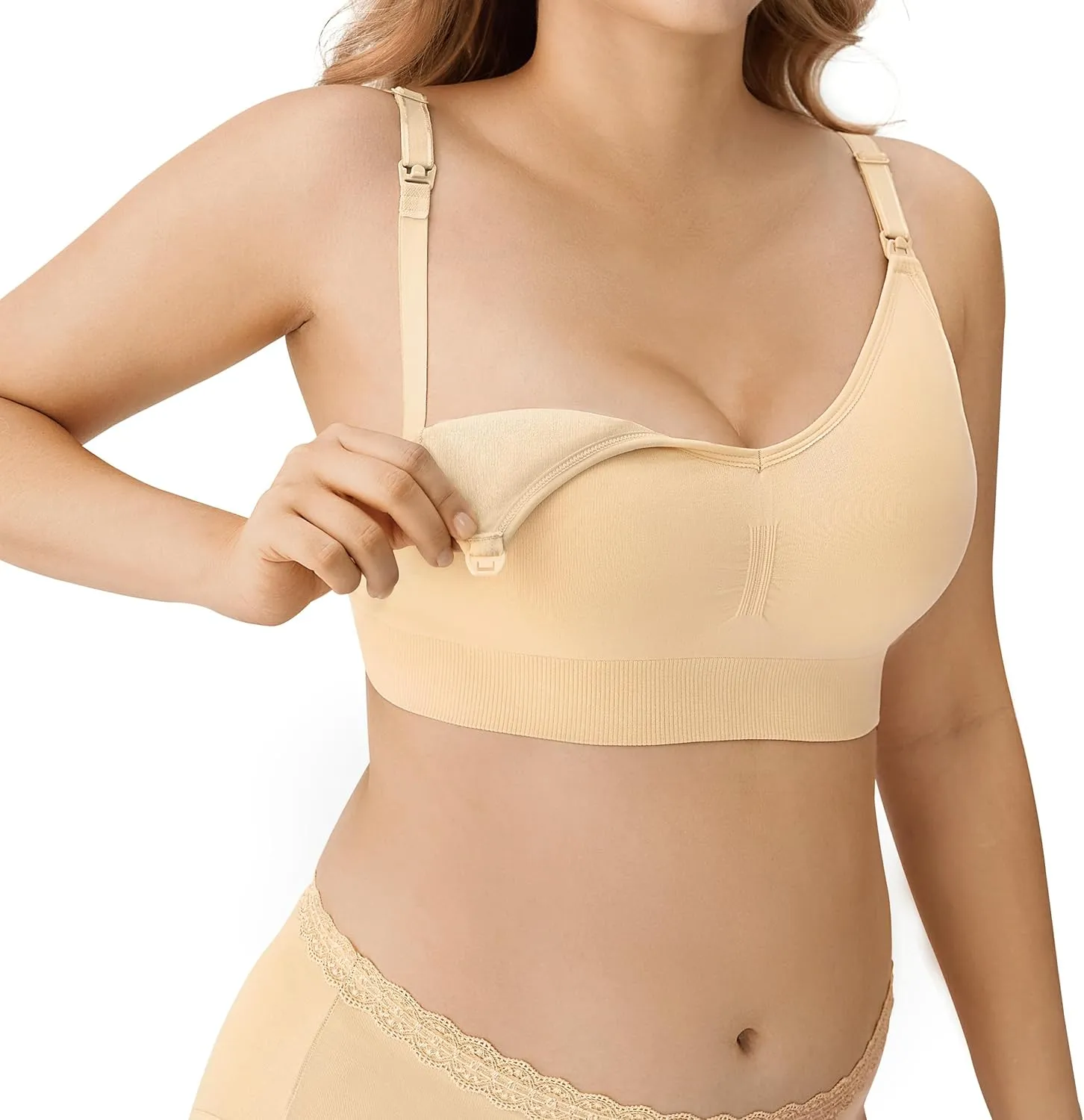 HBselect Women Maternity Bras 5 Pack Nursing Bras for Breastfeeding Seamless Pregnancy Sleep Bralette with Extra Extenders