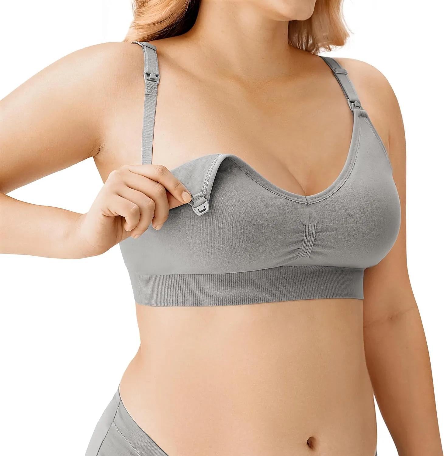 HBselect Women Maternity Bras 5 Pack Nursing Bras for Breastfeeding Seamless Pregnancy Sleep Bralette with Extra Extenders