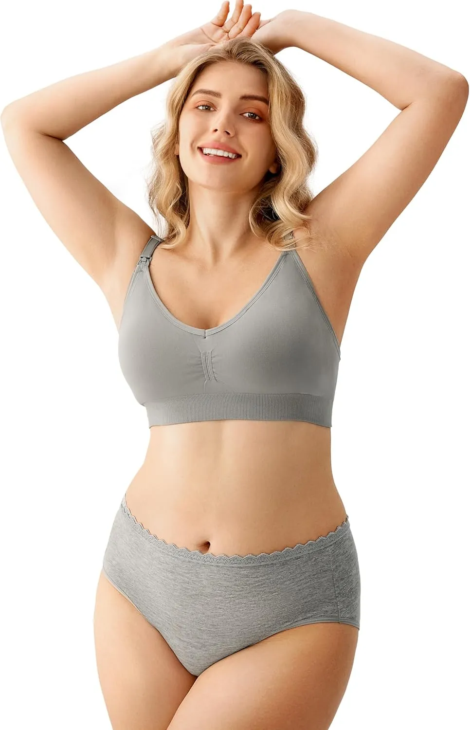 HBselect Women Maternity Bras 5 Pack Nursing Bras for Breastfeeding Seamless Pregnancy Sleep Bralette with Extra Extenders