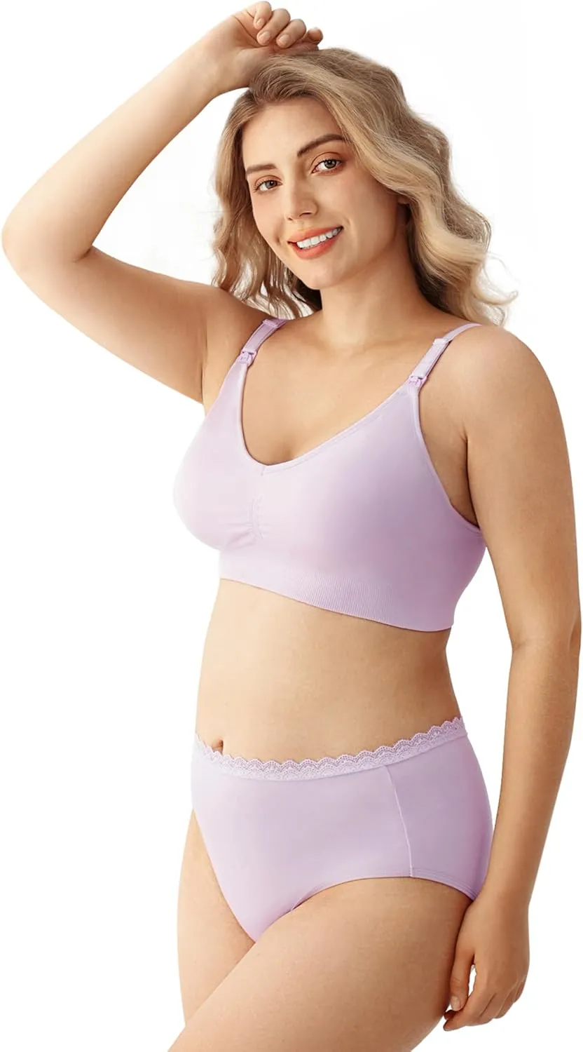 HBselect Women Maternity Bras 5 Pack Nursing Bras for Breastfeeding Seamless Pregnancy Sleep Bralette with Extra Extenders