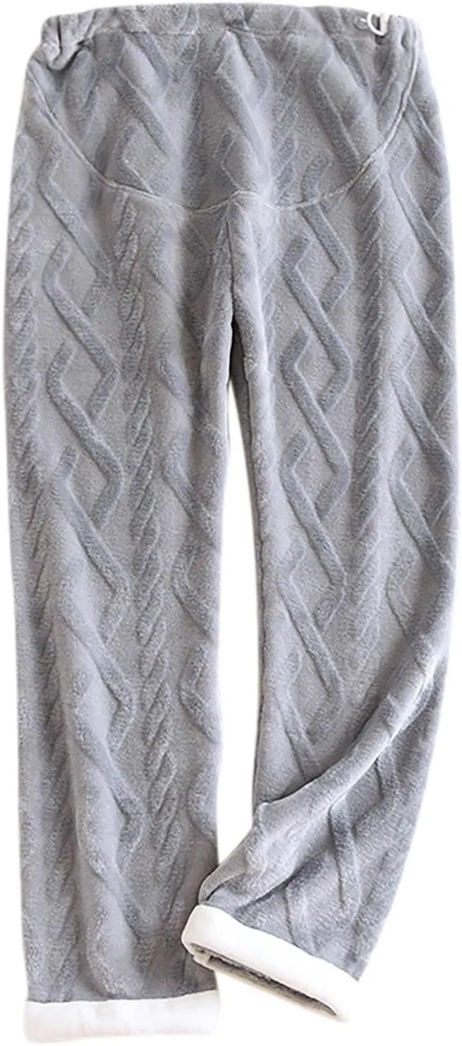 HGps8w Women's Adjustable Soft Flannel Pajama Pants Fleece Fuzzy Winter Warm Lounge Pants Comfy Pajama Bottoms Sleepwear