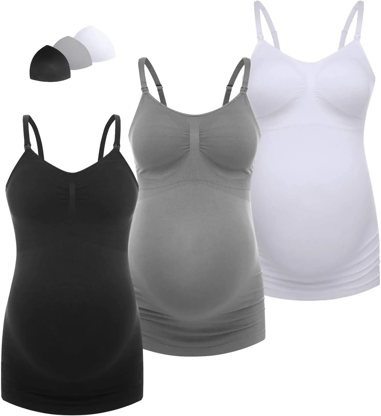 HOFISH Support Nursing Tank Tops for Breastfeeding, Comfort Stretch Maternity Camisoles with Built in Bra