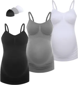 HOFISH Support Nursing Tank Tops for Breastfeeding, Comfort Stretch Maternity Camisoles with Built in Bra