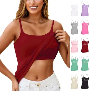 HTHLVMD Cotton Shelf Bra Camisoles Ladies Cute Summer Off The Shoulder Tank Tops Coloured Soft Slims Camisole