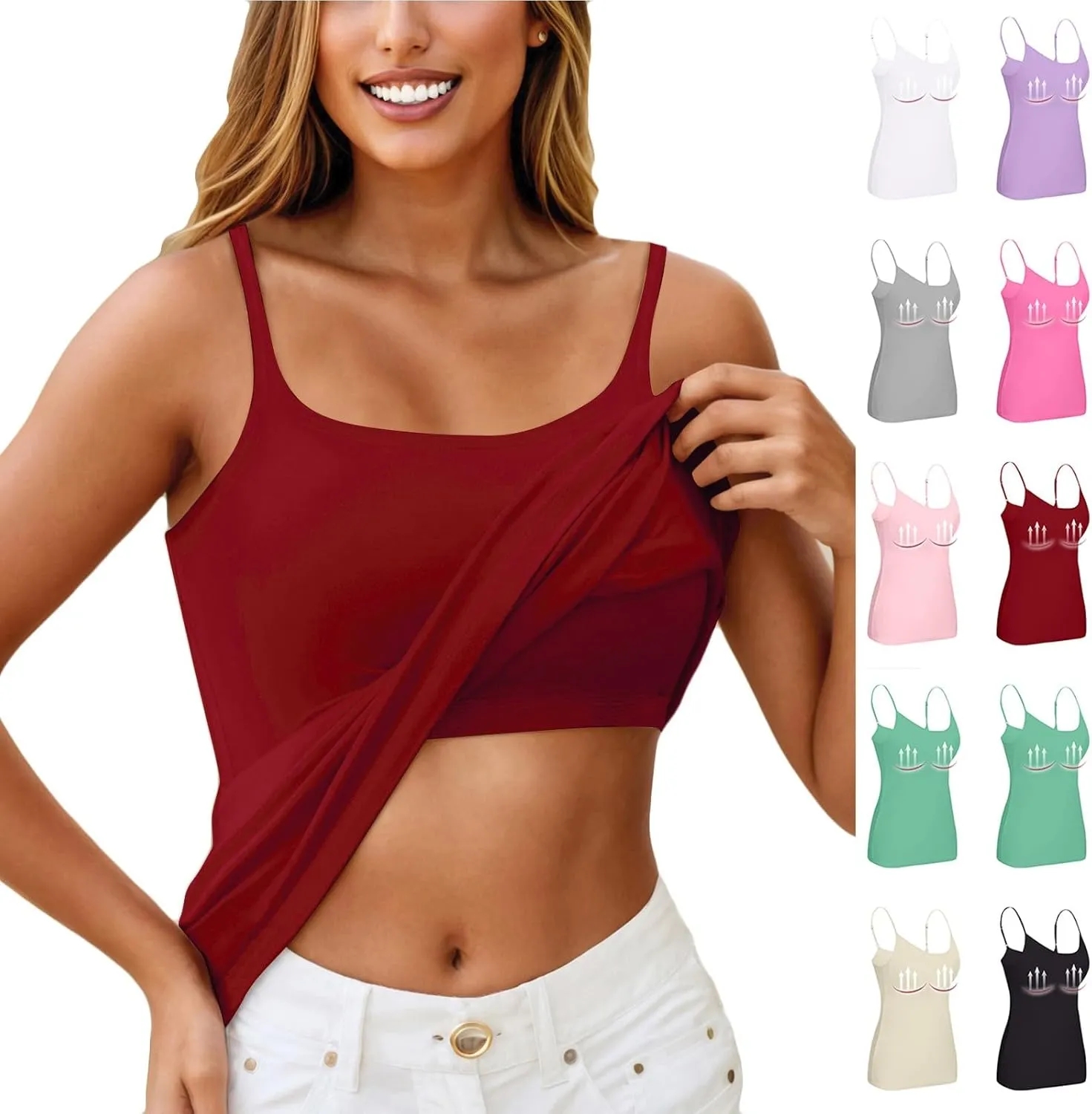 HTHLVMD Cotton Shelf Bra Camisoles Ladies Cute Summer Off The Shoulder Tank Tops Coloured Soft Slims Camisole